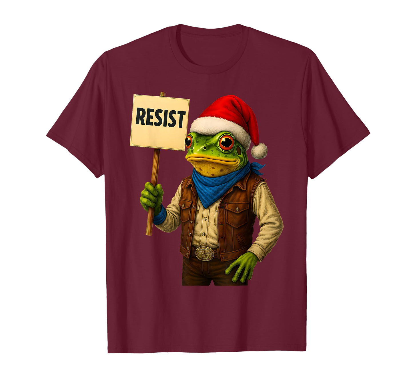 Funny Santa Frog Protest for Men and Women No Kings T-Shirt