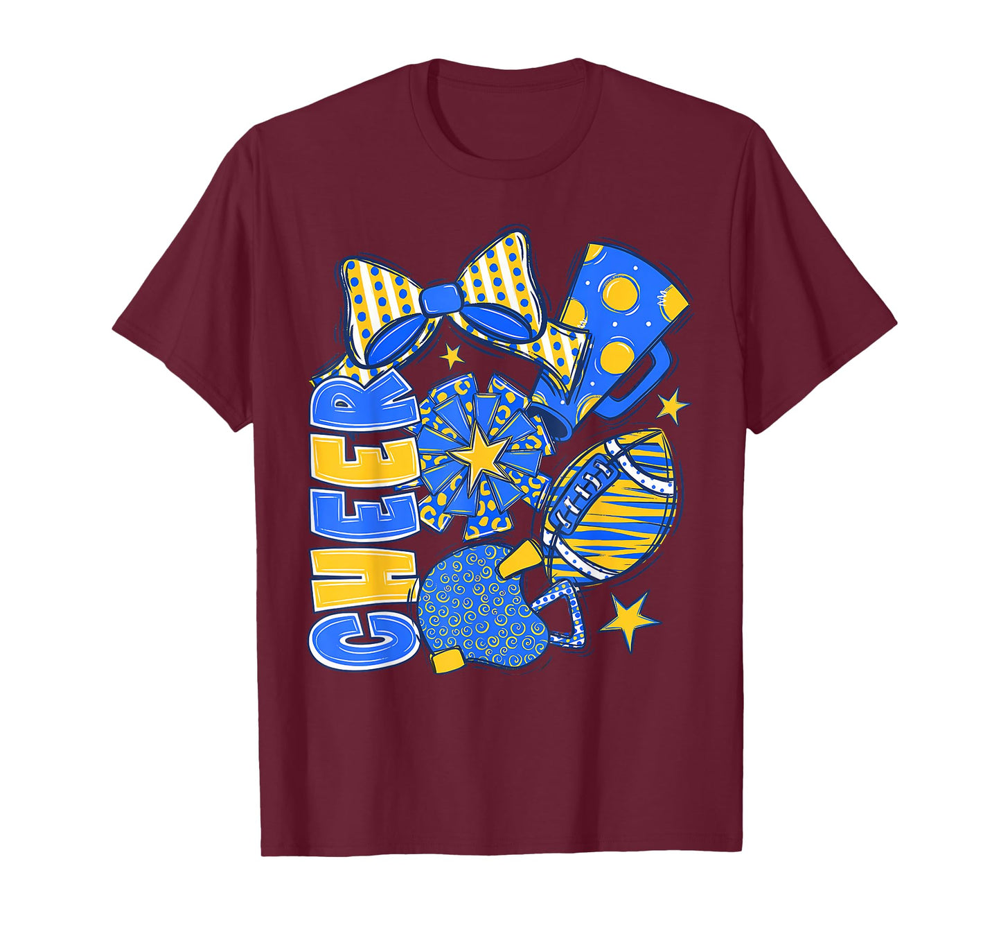 Cheer Mom Blue Cheerleader Game Day Cheer Mama Football T-Shirt