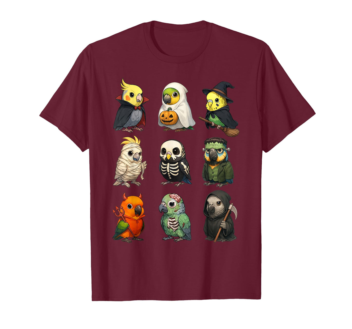 Cute Parrot Birds Witch Boo Zombie Halloween Boys & Girls T-Shirt