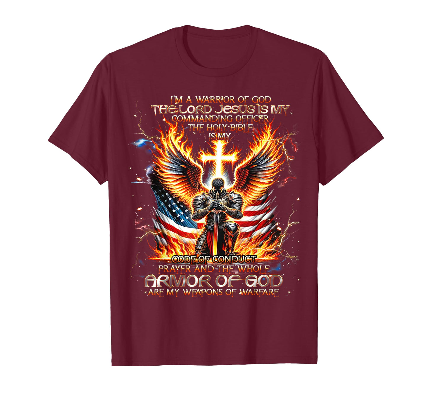 I'm A Warrior Of God The Lord Jesus Is My Commanding- Knight T-Shirt