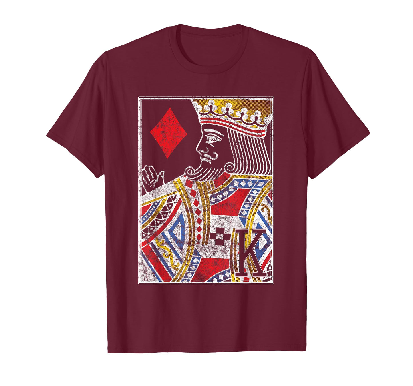 King of Diamonds Vintage Look Distressed Playing Card T-Shirt