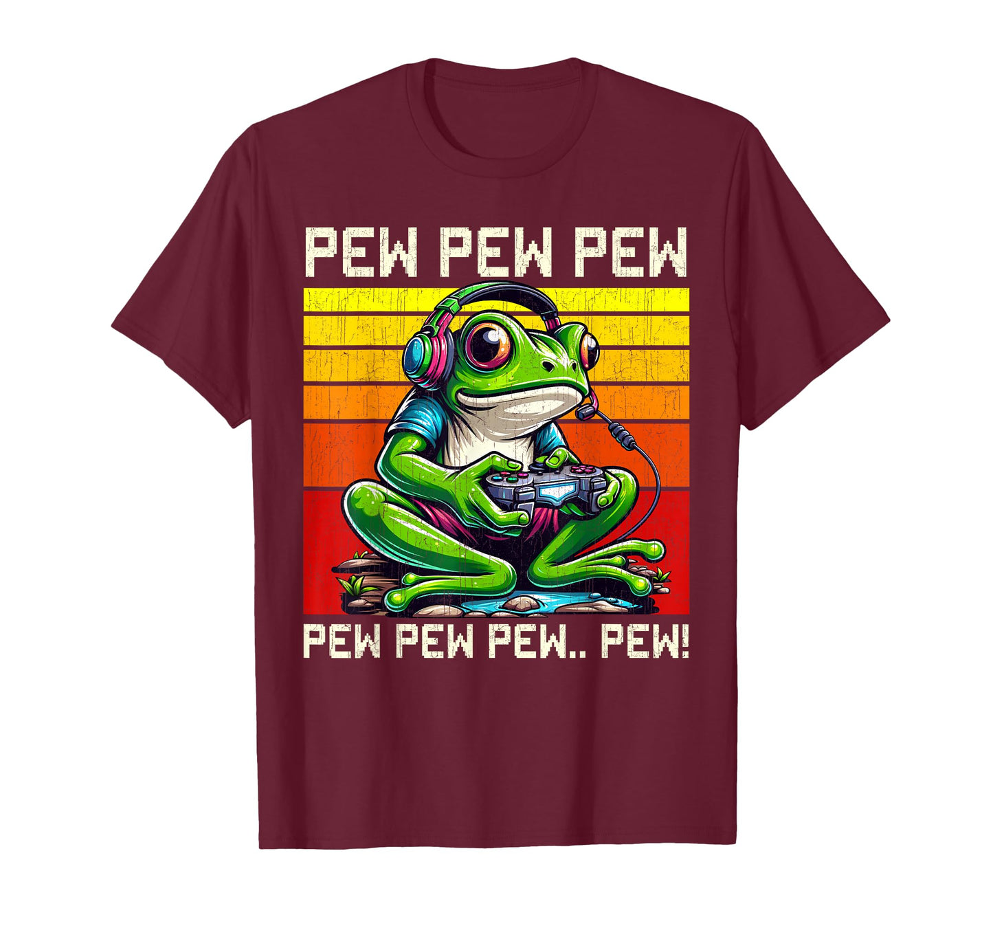 Frog Gamer Pew Funny Video Games Vintage Boys Men Girls T-Shirt