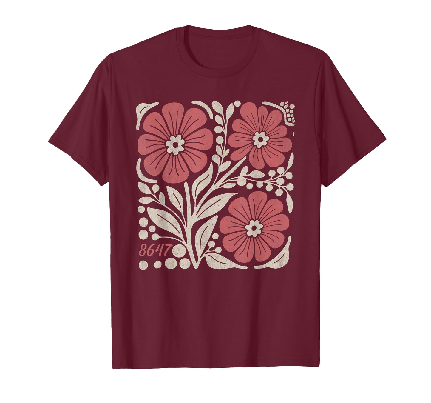 8647 Subtle Anti Trump 86 47 Floral Boho Style T-Shirt