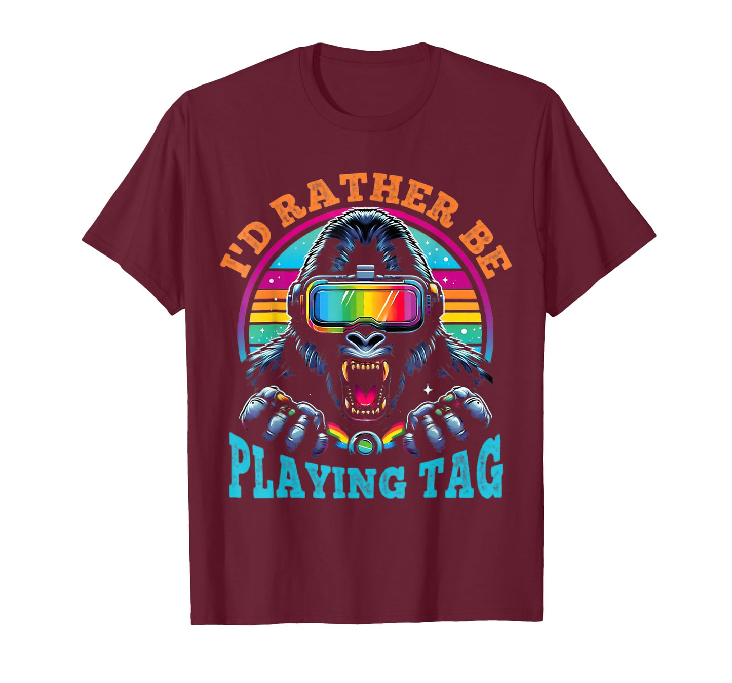 Bruh I'd Rather Be Playing Boys Adult Man Birthday Gorilla T-Shirt