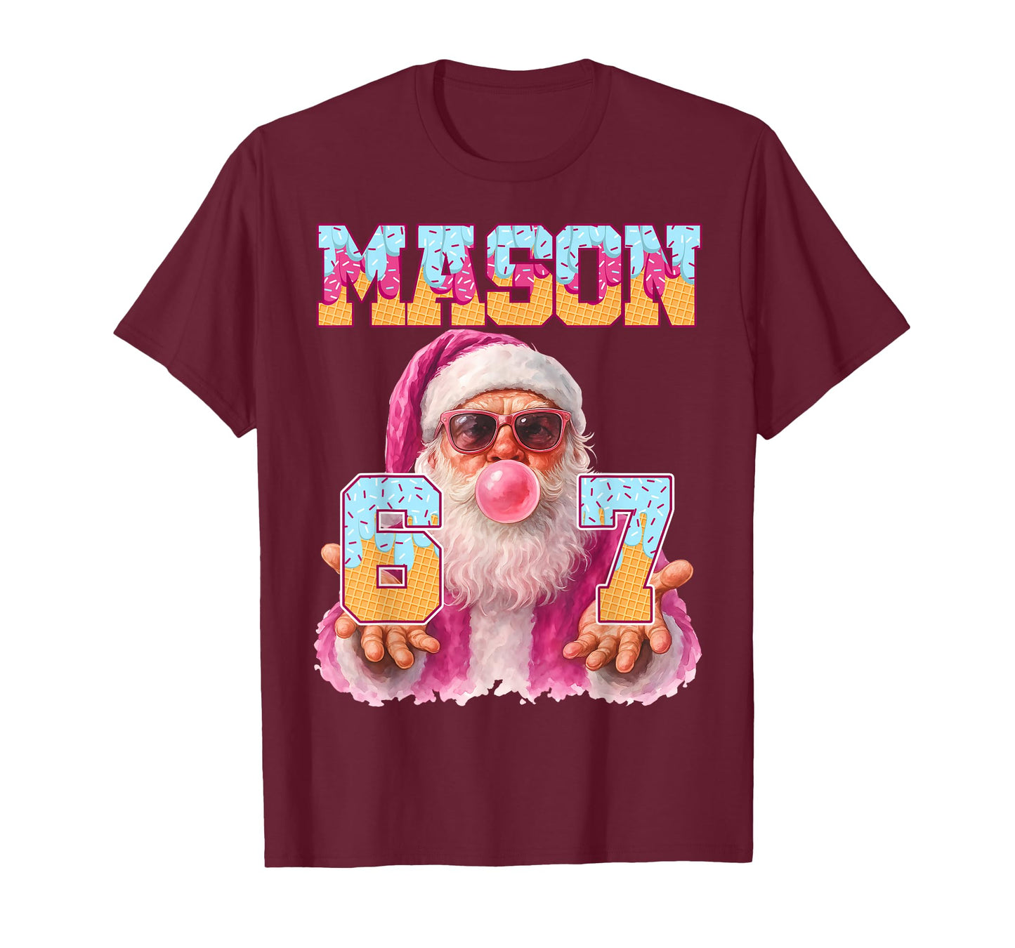Mason 67 Ice Cream Drip Santa Bubble Gum Six Seven Meme Pjs T-Shirt