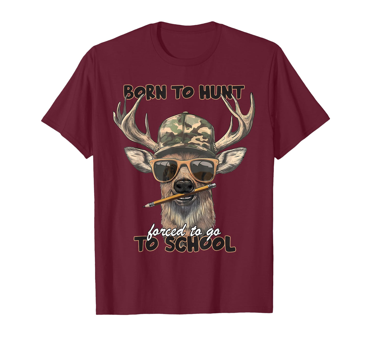 Forced to Go to School Deer Hunting Boy Camo T-Shirt