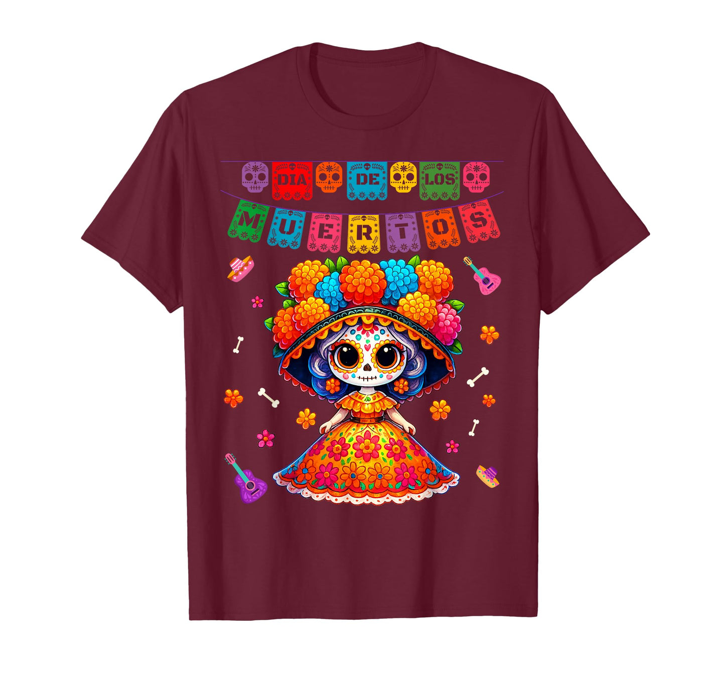 Dia De Los Muertos Floral La Catrina Day The Dead Girl Women T-Shirt