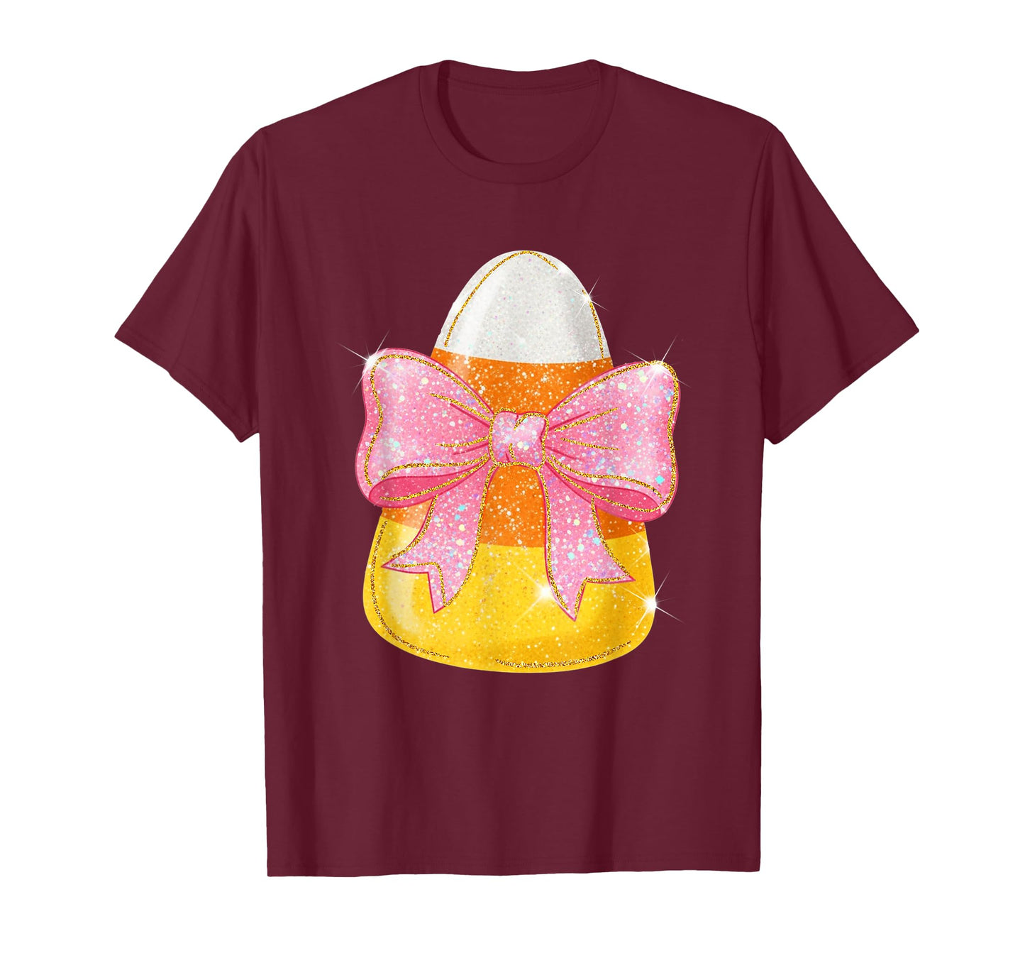 Girly Halloween Candy Corn Trick or Treat Coquette Bow Kids T-Shirt