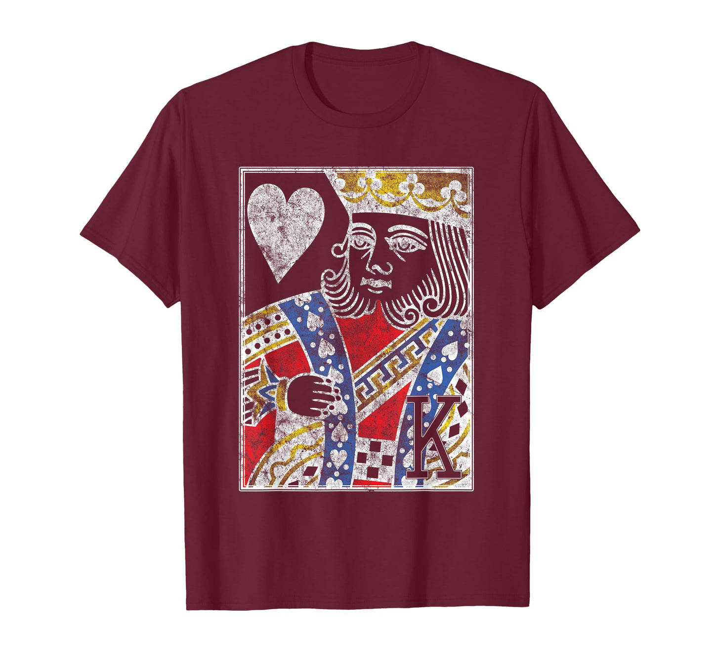 King of Hearts Vintage Look Distressed Playing Card T-Shirt