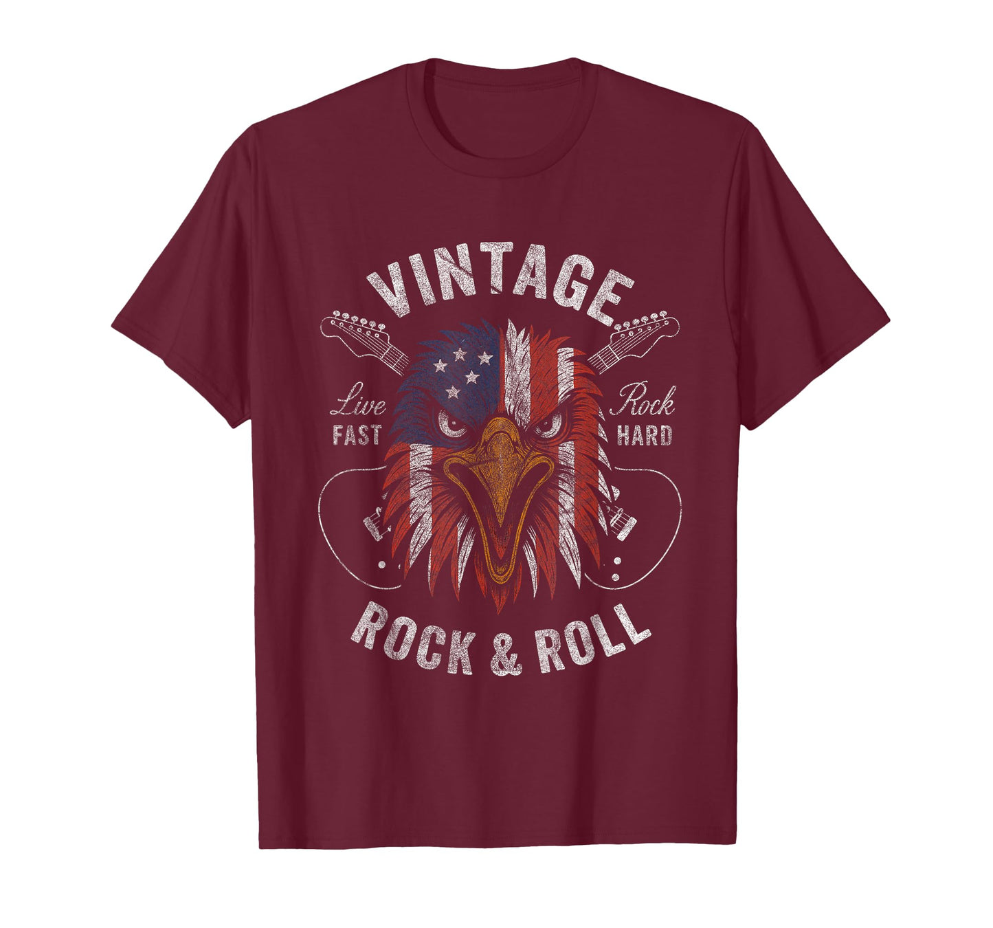 Vintage Patriotic Eagle Southern Rock Guitar Players T-Shirt