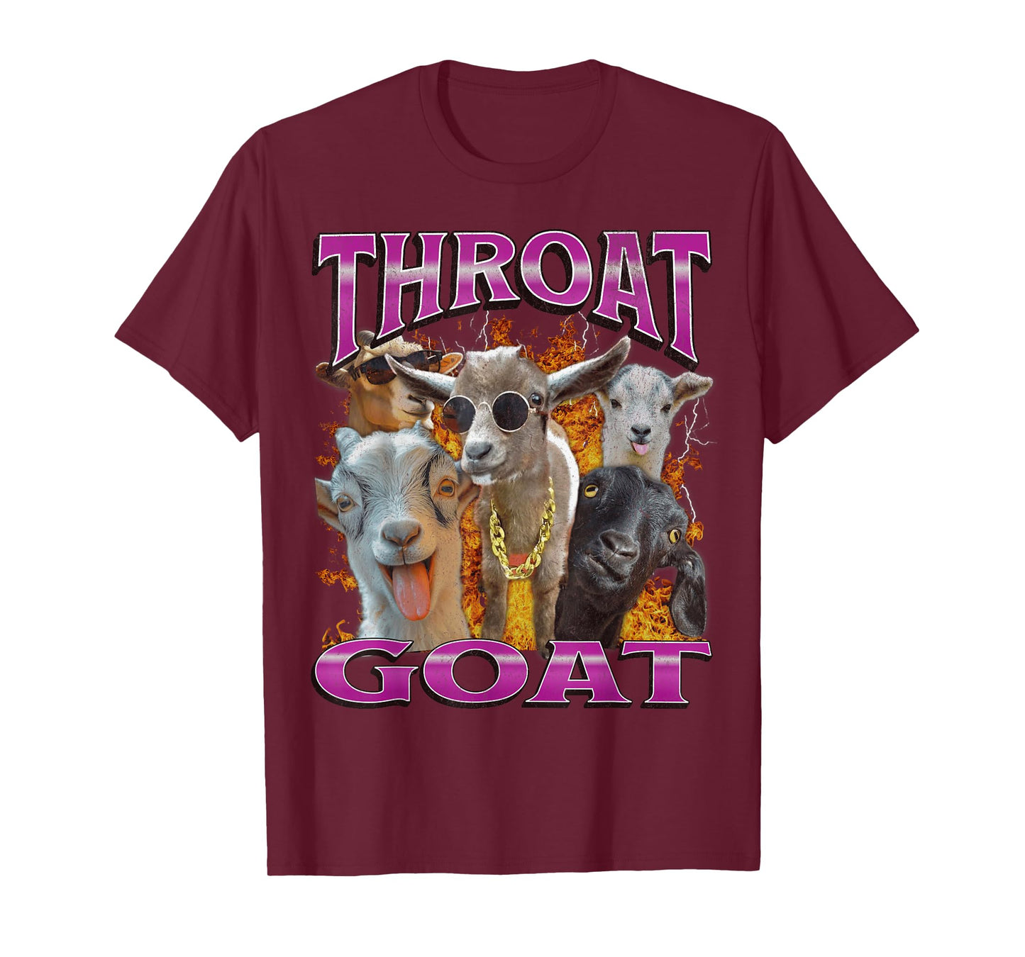 MildlyPerturbed Unisex-Adults Throat Goat Funny Offensive Adult Humor Bootleg Y2K Graphic T-Shirt - Black, Small - Short Sleeve - T-Shirt - Unique Graphic Design