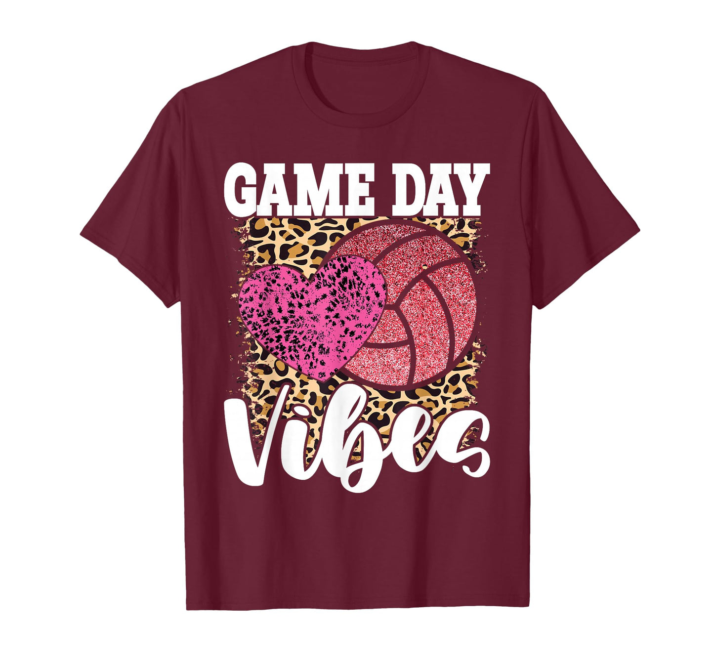 Game Day Volleyball Leopard Print Women Ladies Volleyball T-Shirt