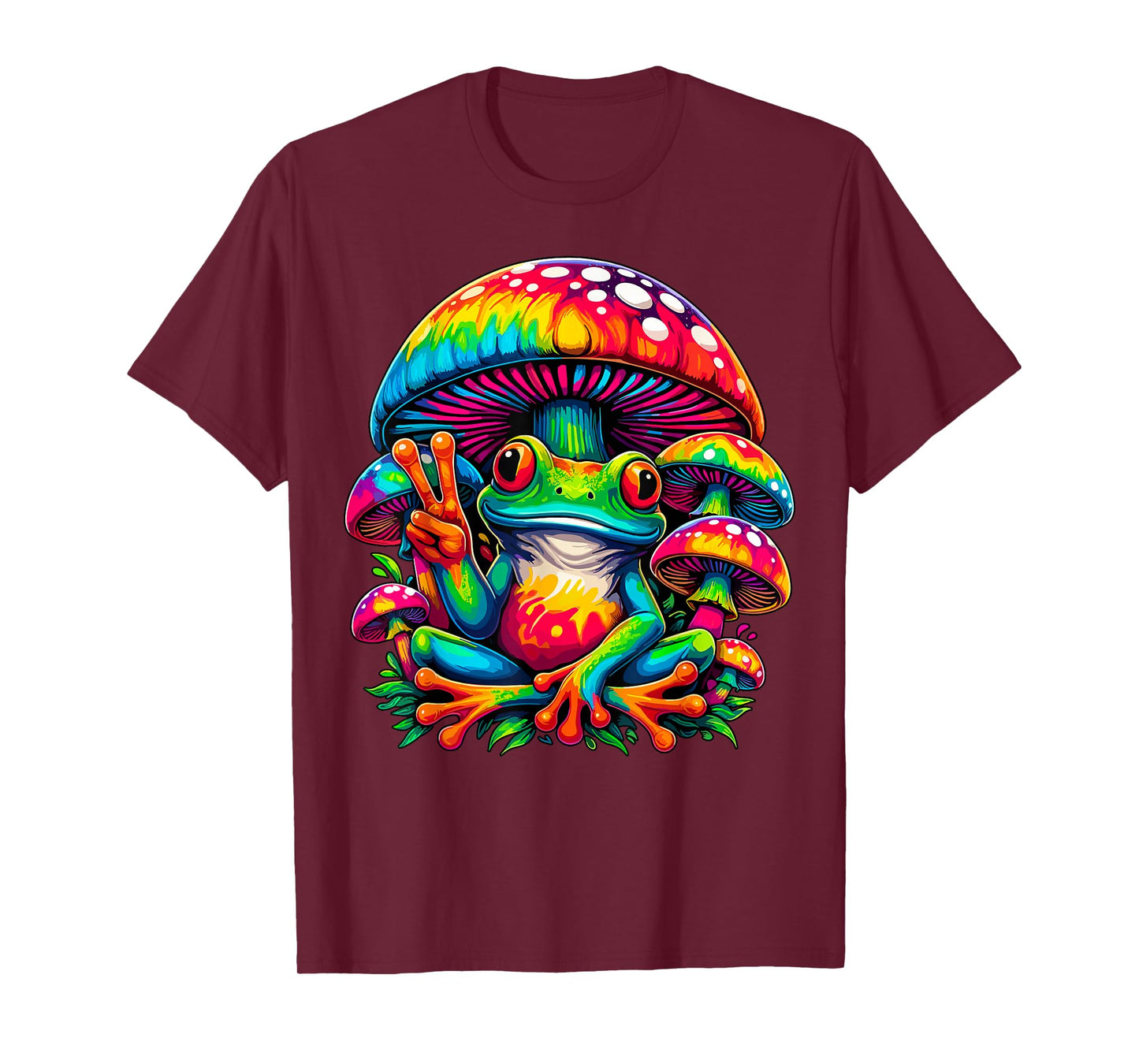 Tie-Dye Frog Peace Sign Mushroom Hippie T-Shirt