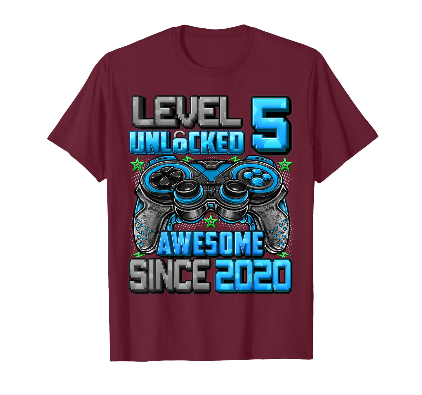 Level 5 Unlocked Awesome Since 2020 5th Birthday Gaming T-Shirt