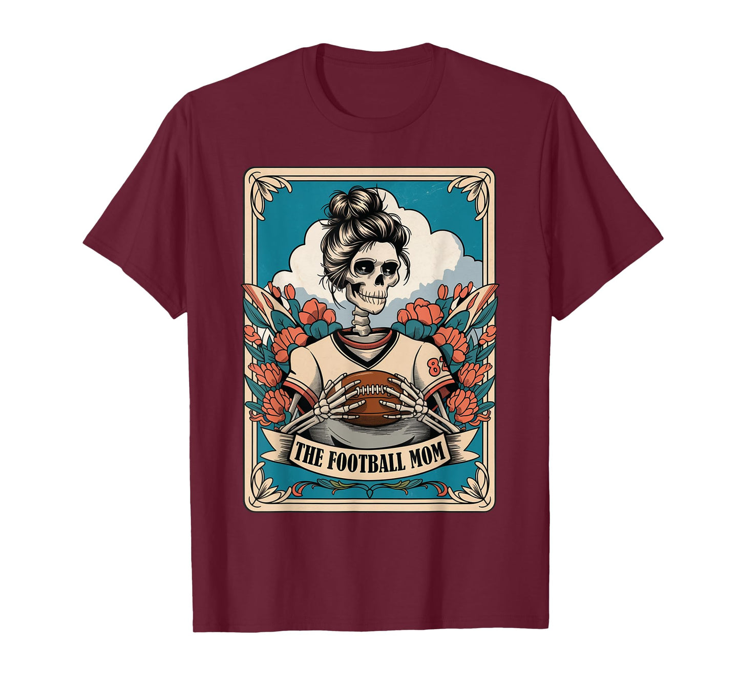 Football Mom Tarot Card Skeleton Football Mama Mother's Day T-Shirt