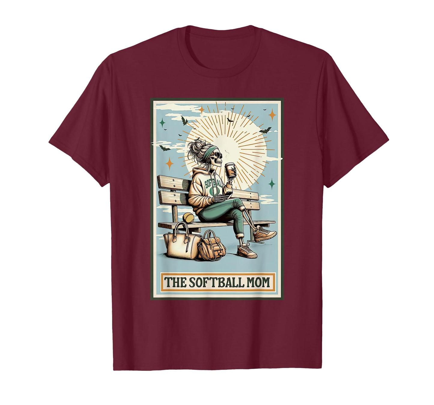 The Softball Mom Tarot Card Skeleton Coffee Mothers Day T-Shirt