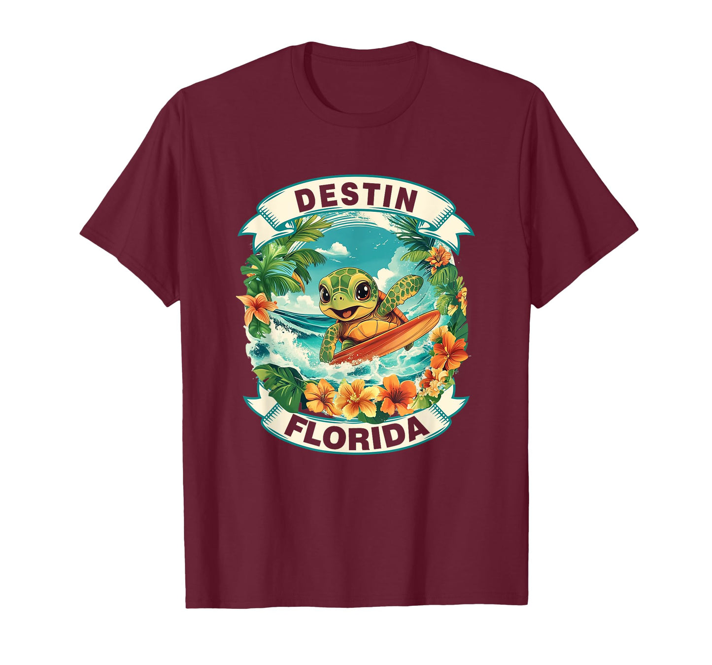 Destin Florida Cute Sea Turtle Surfing Summer Vacation T-Shirt