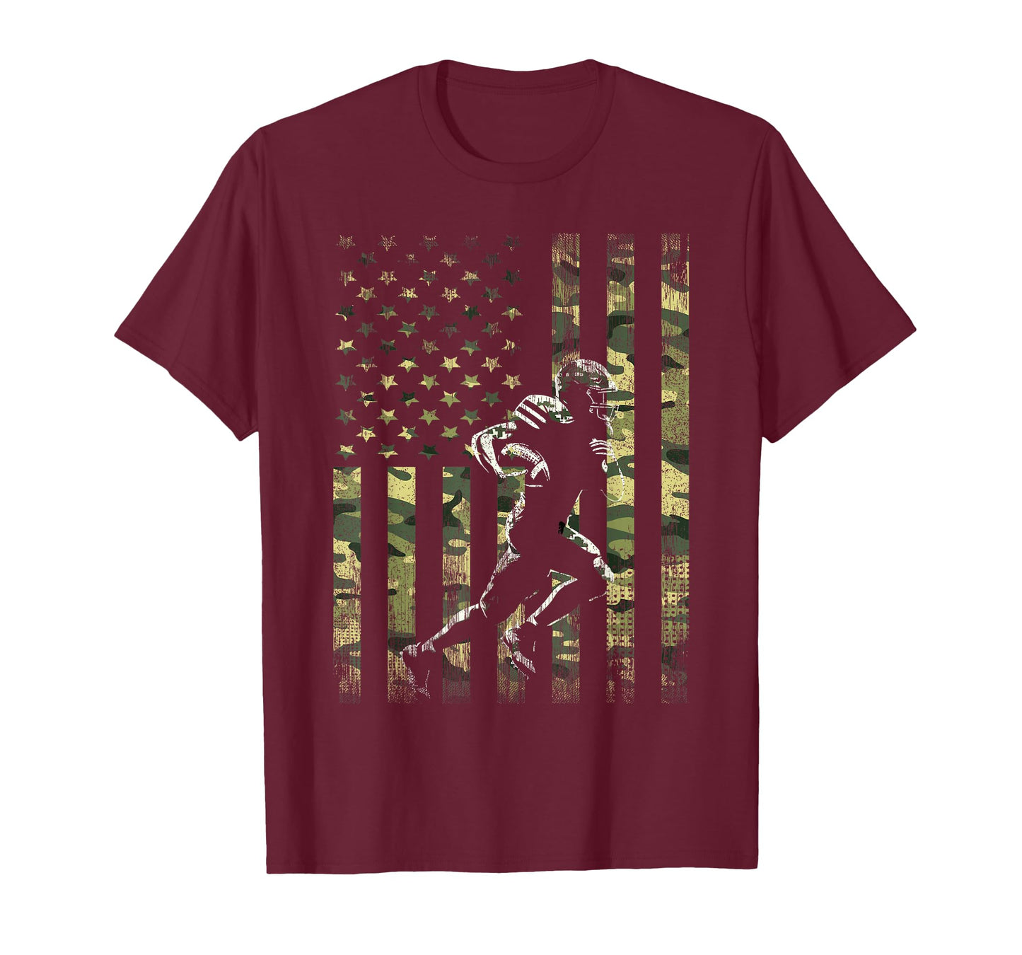 American Football Player Camo US Flag Men Boy Kids T-Shirt