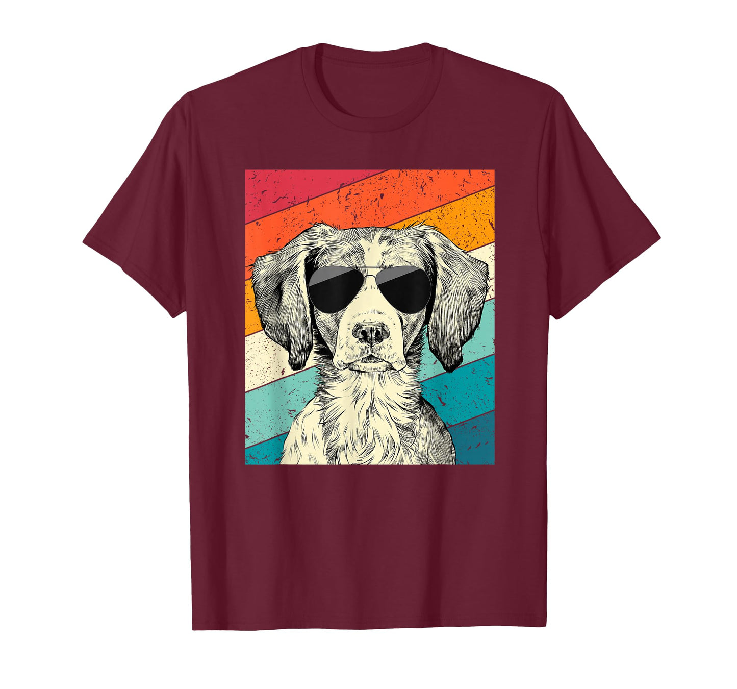 Retro Vintage Brittany Spaniel with Sunglasses Dog Lovers T-Shirt