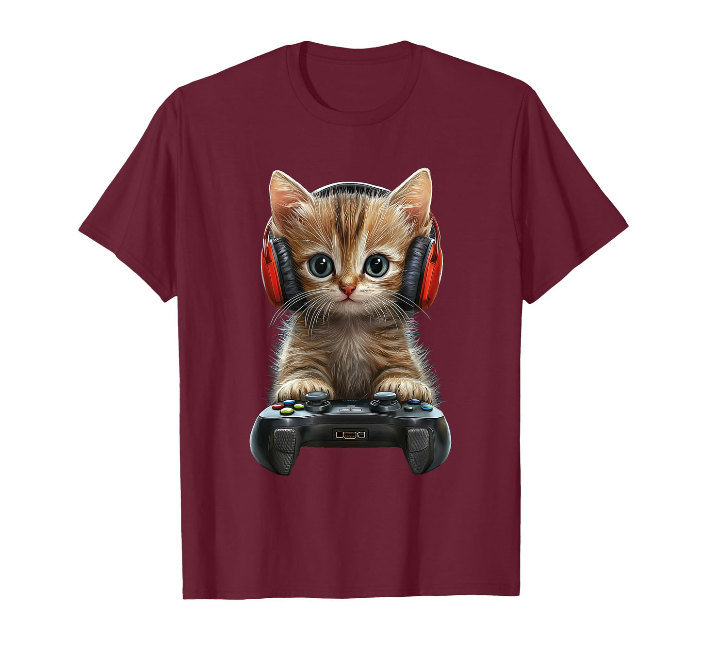 Cute Cat Kitten Gamer Gaming Game Funny Graphic T-Shirt