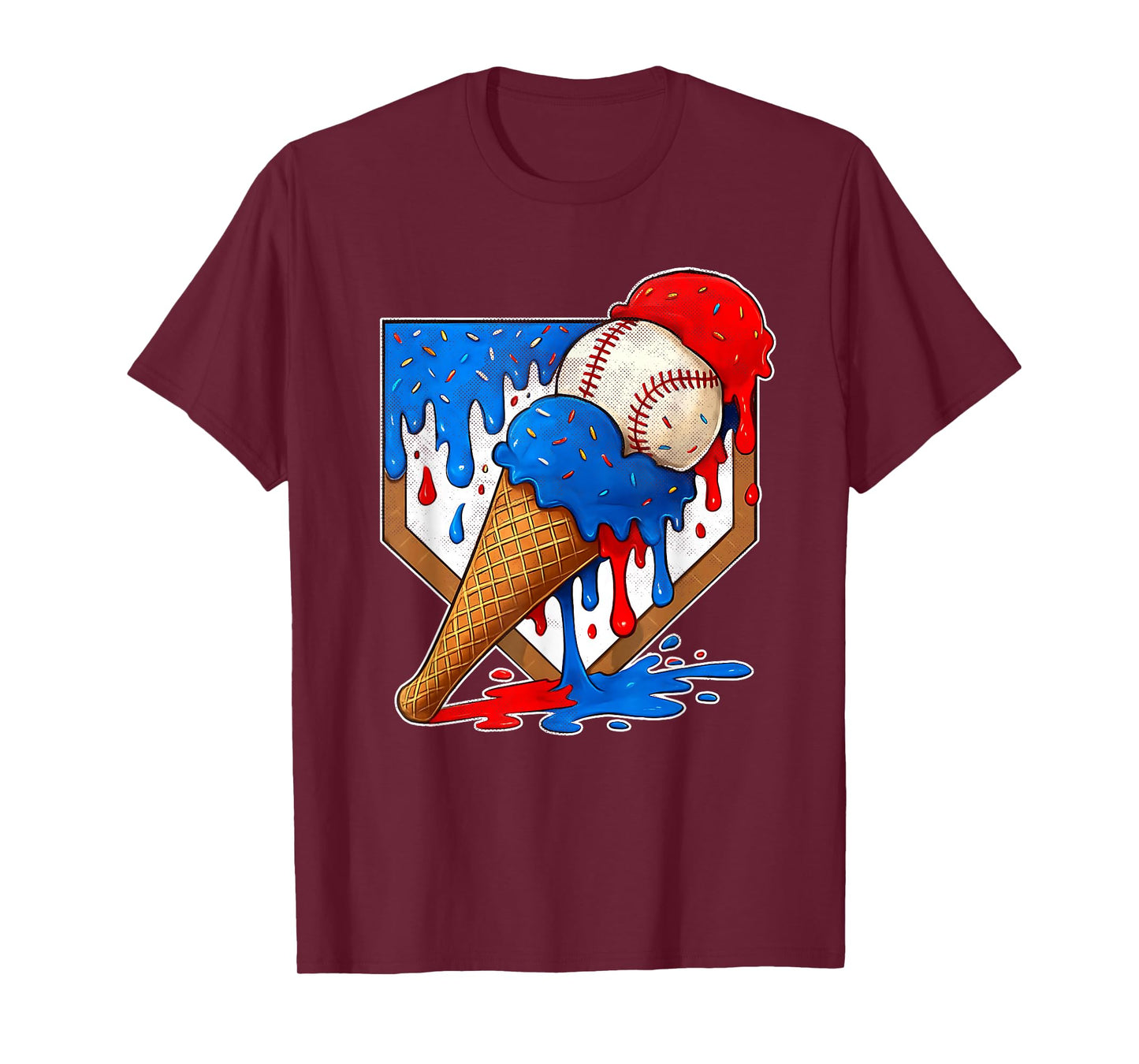 Distressed Baseball Boys Ice Cream Drip Baseball Boys Youth T-Shirt