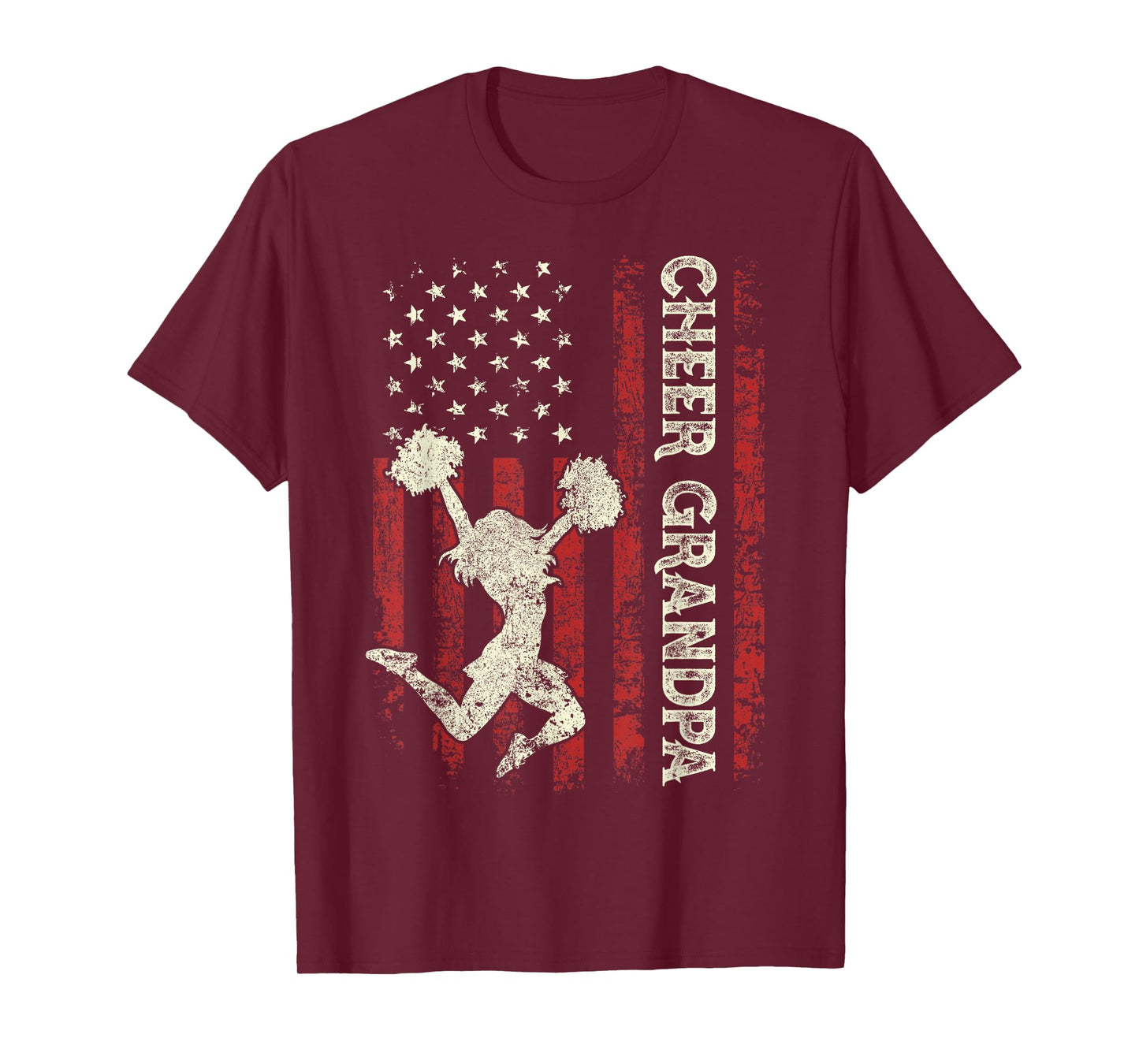 Cheer Grandpa US Flag Dad Patriotic Cheerleader Fathers Day T-Shirt