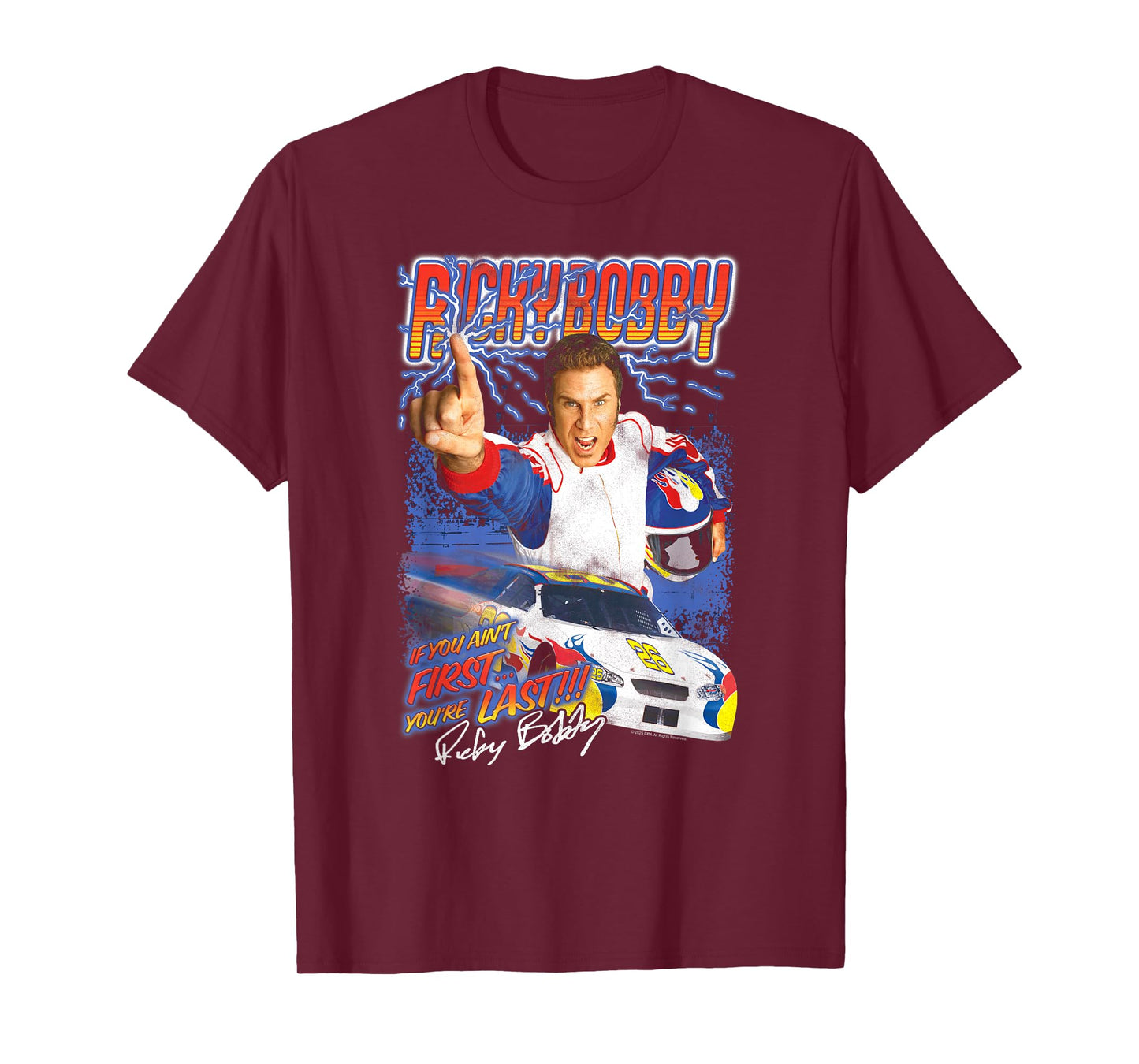 Talladega Nights Ricky Bobby Retro Lightning Collage Movie T-Shirt