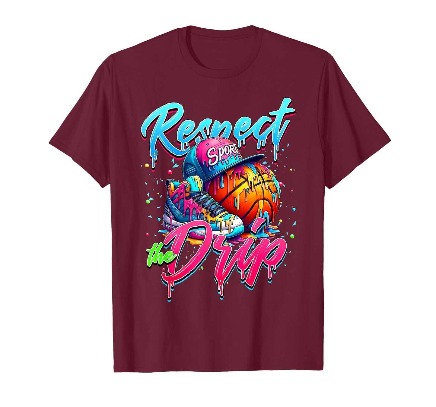 Respect The Drip Basketball Ice Cream Drip With Sprinkles T-Shirt