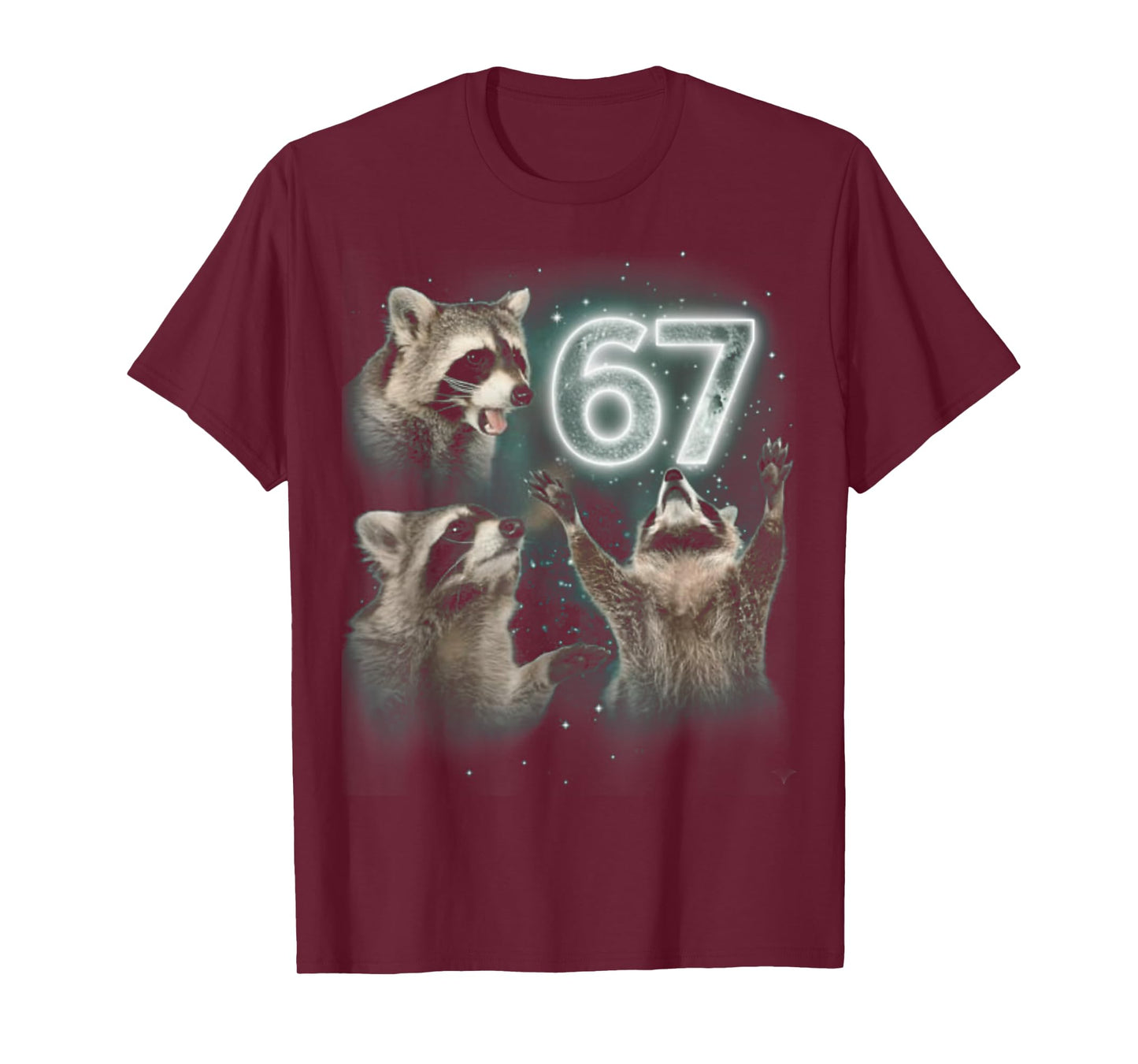 67 Meme Racoon Howling at The Moon 67 T-Shirt 6 7 Halloween T-Shirt