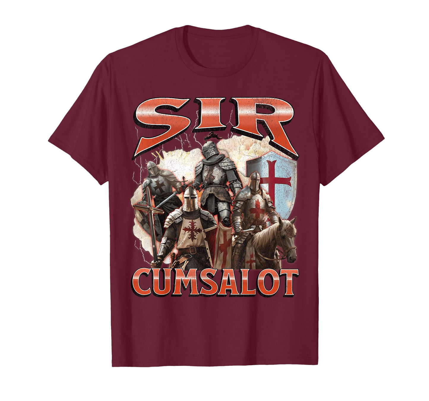 Sir Cumsalot Funny Offensive Knight Meme Bootleg Graphic T-Shirt