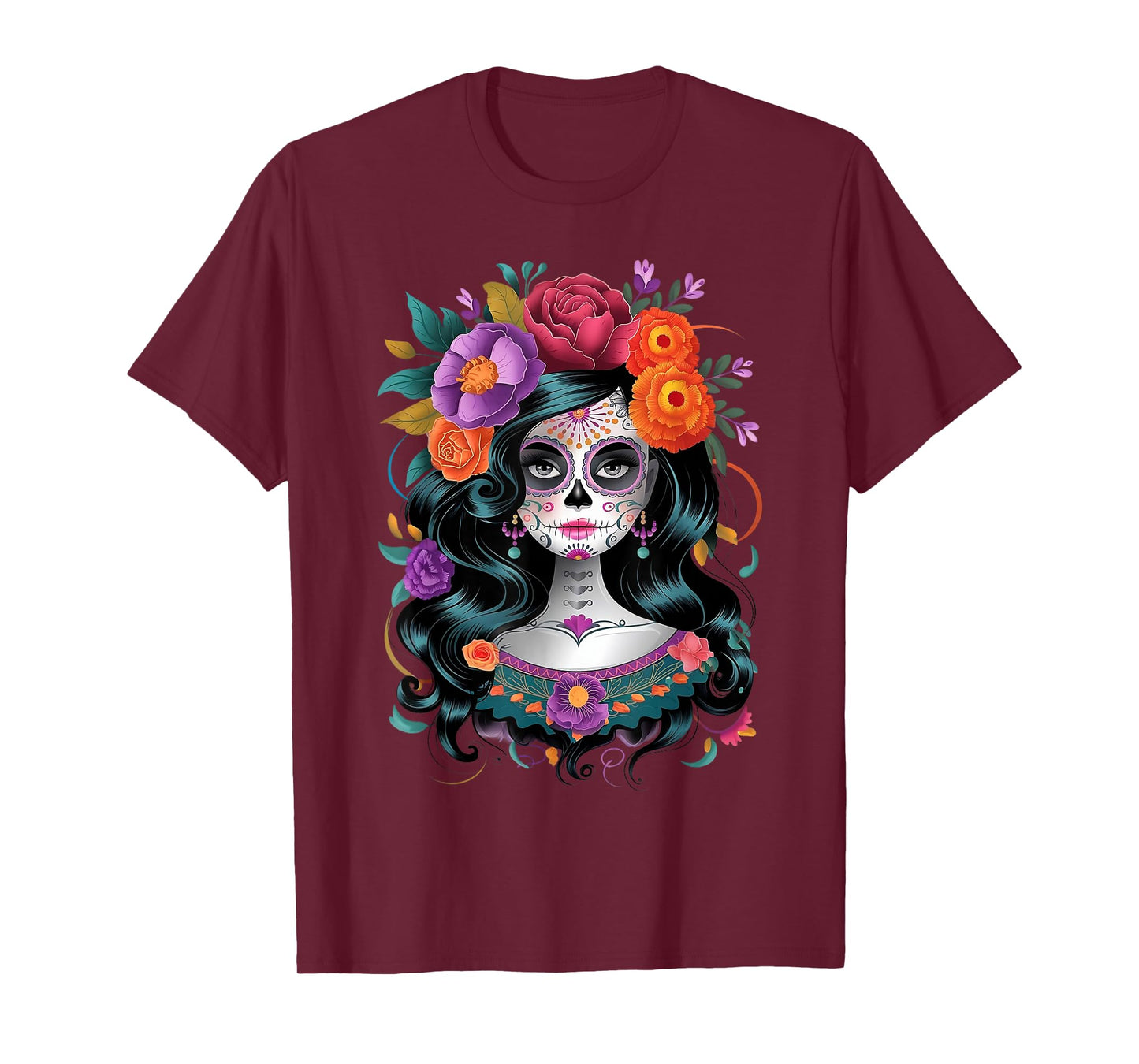 De Los Muertos La Catrina Day of the Dead Women Sugar Skull T-Shirt