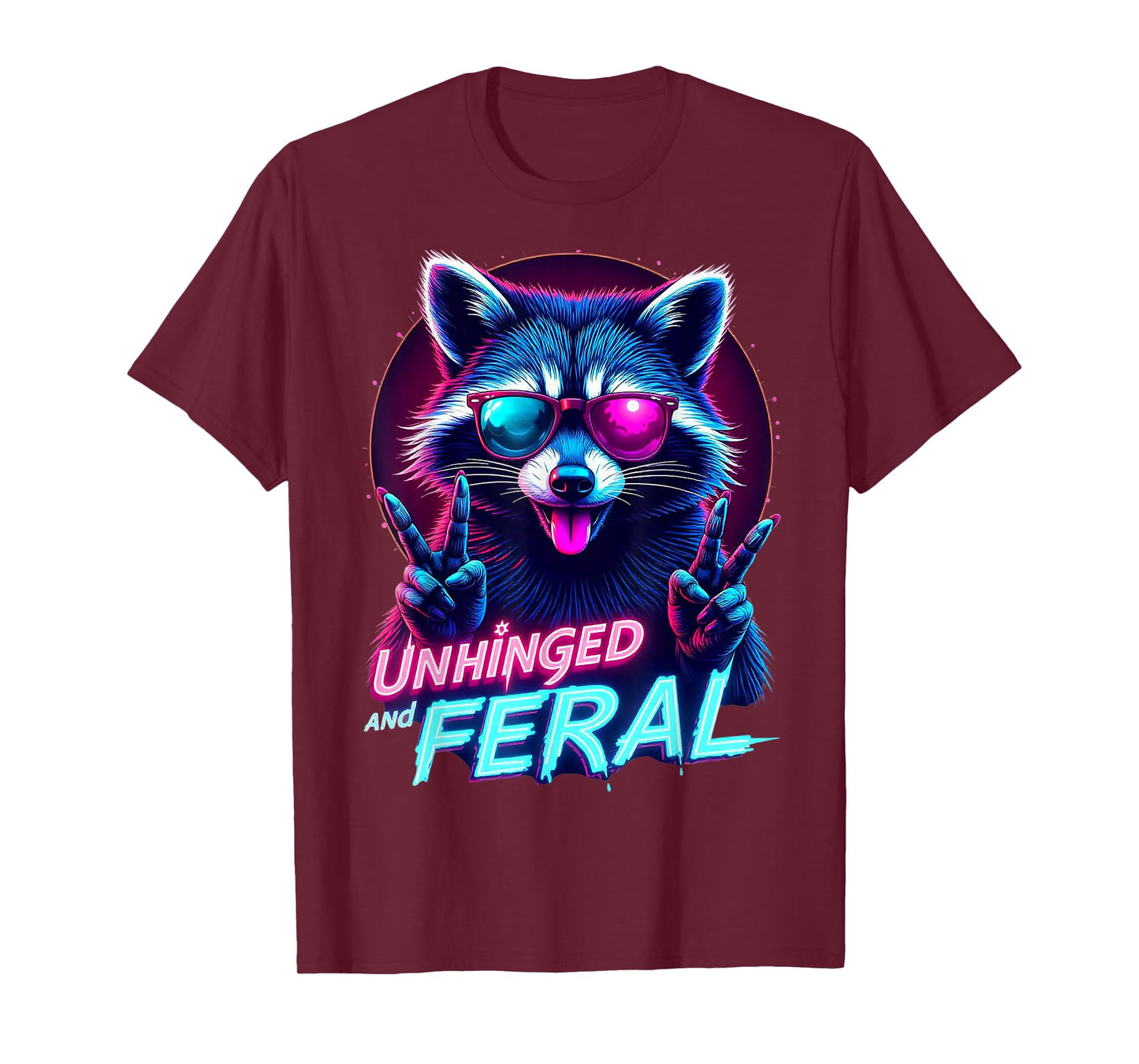 Cyberpunk Raccoon Unhinged and Feral Vaporwave Aesthetic T-Shirt