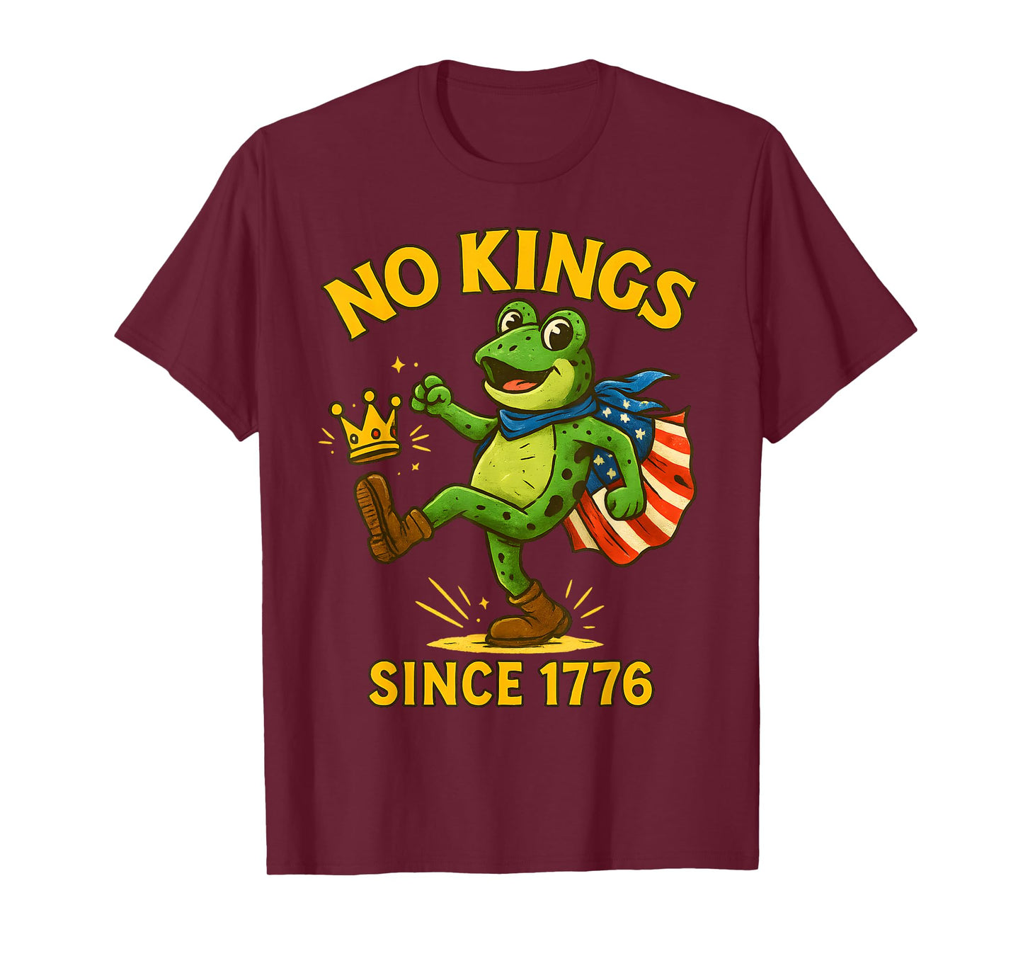 No Kings in America Since 1776 Distressed USA Flag Vintage T-Shirt