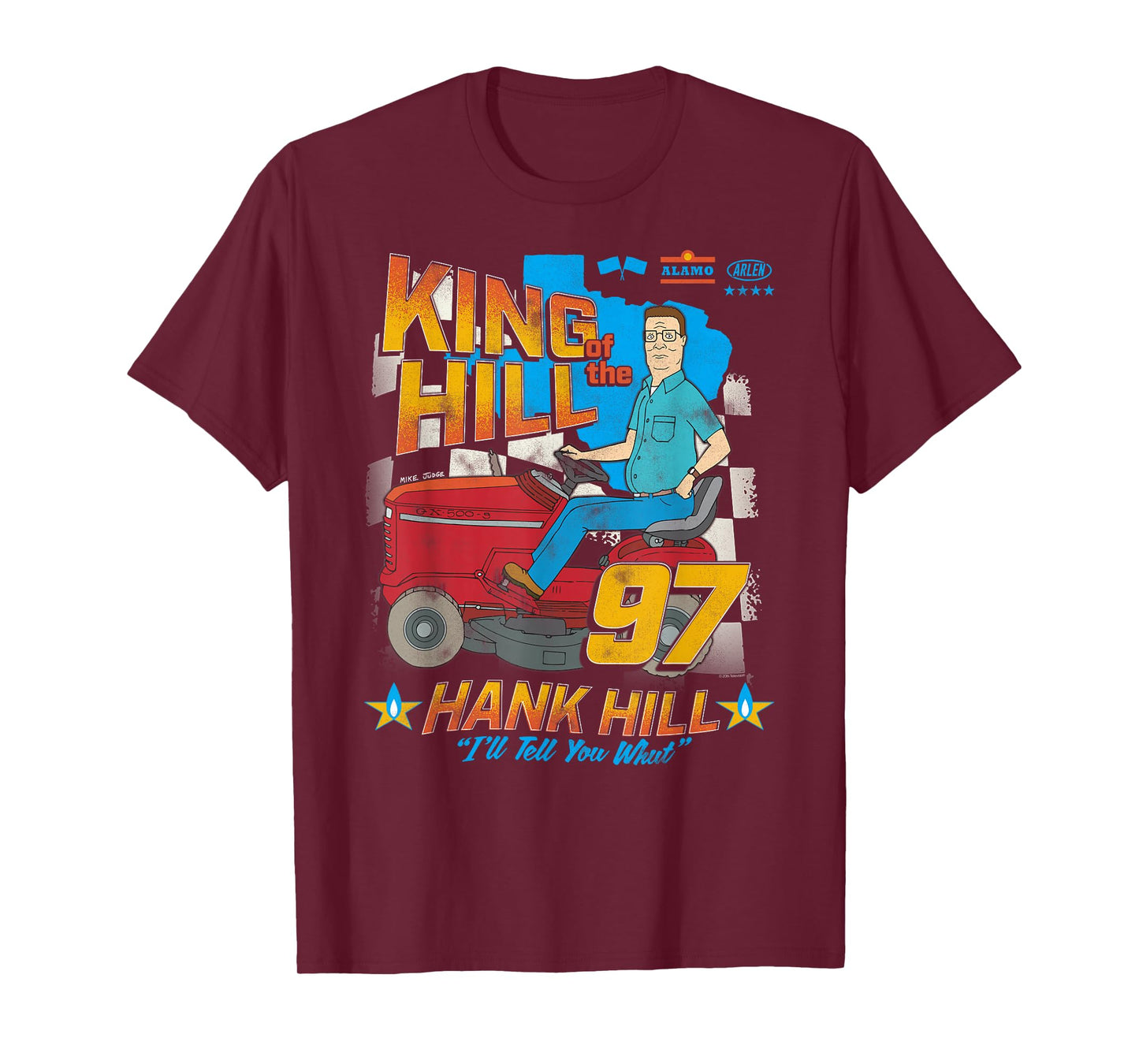 King of the Hill Hank Hill Mower Racing '97 Cartoon T-Shirt