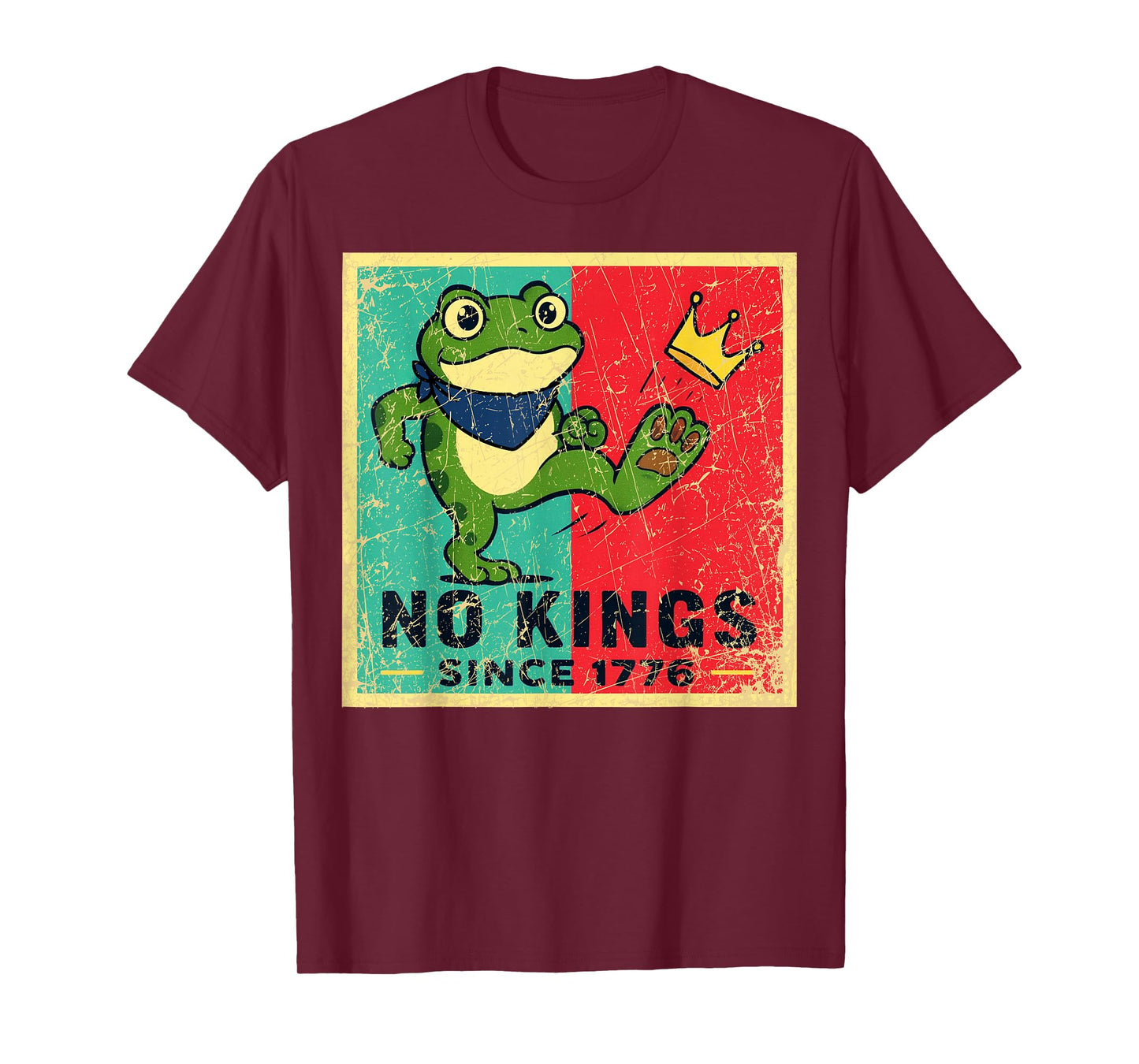 No Kings Portland Frog Design Since 1776 Vintage Style T-Shirt