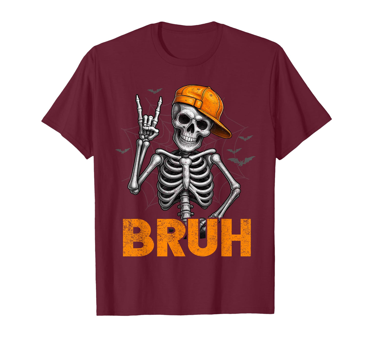 Bruh Spooky Rock Skeleton Halloween Customes Boys Mens T-Shirt