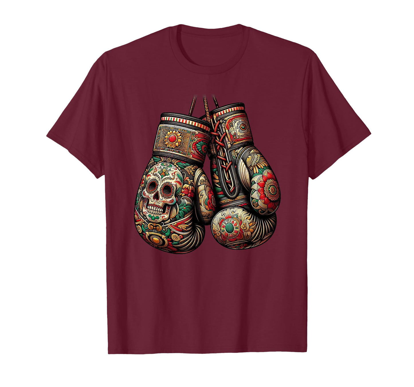 Mexican Vintage Style Boxing Gloves Aztec Mayan Fighter T-Shirt