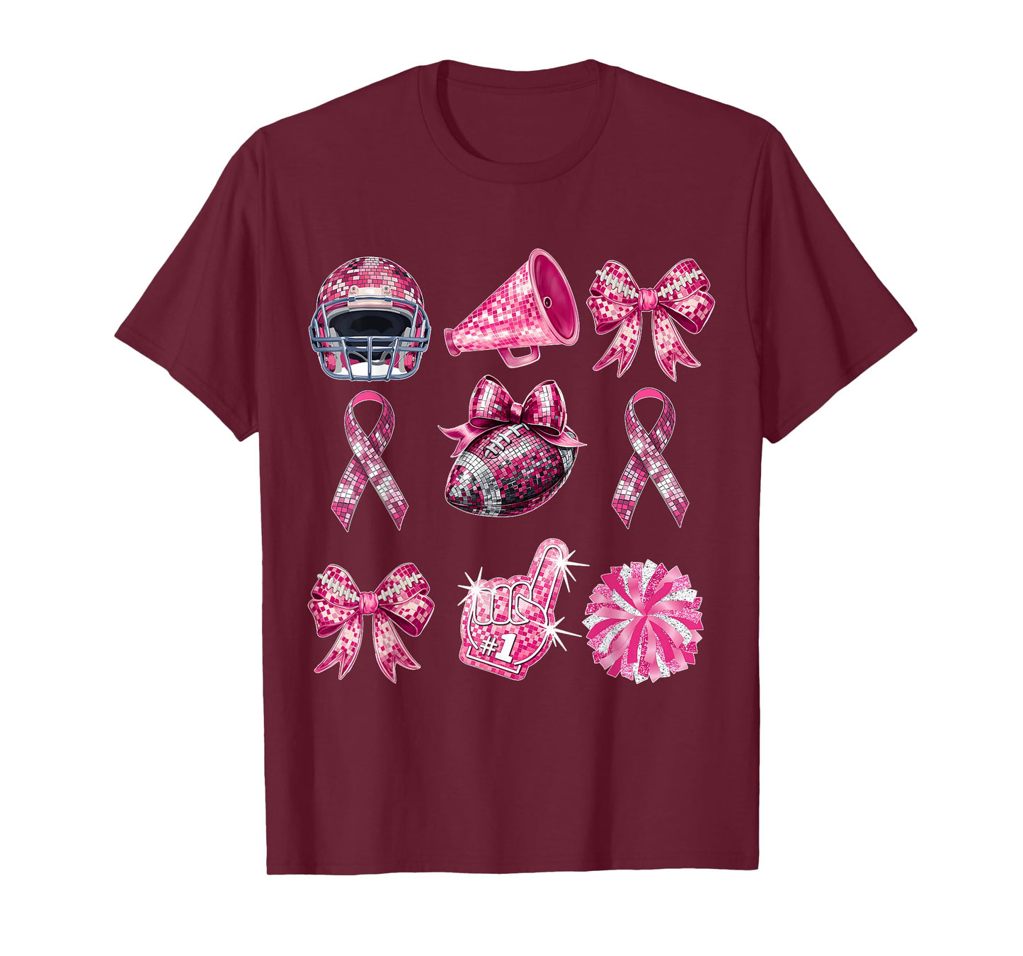 Coquette Bow Cheer Football Pink Out Breast Cancer Awareness T-Shirt