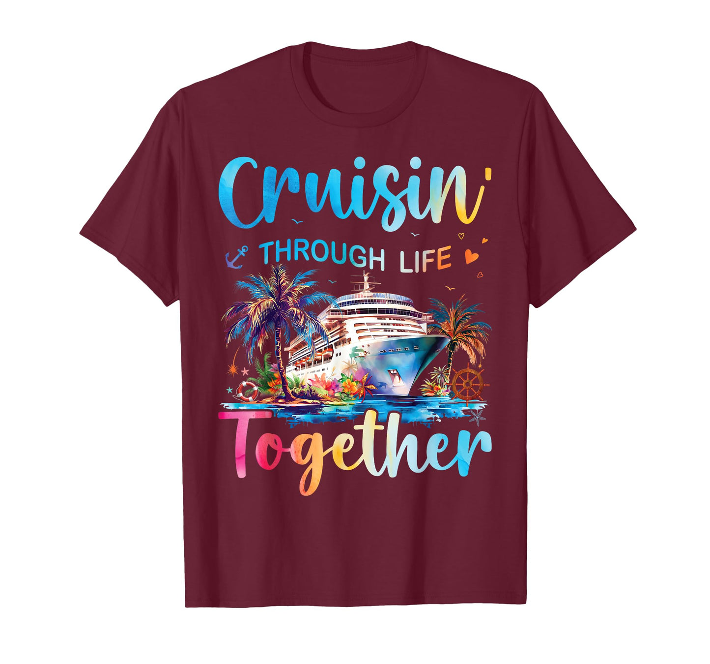 Cruisin Through Life Together Husband And Wife Cruise Couple T-Shirt