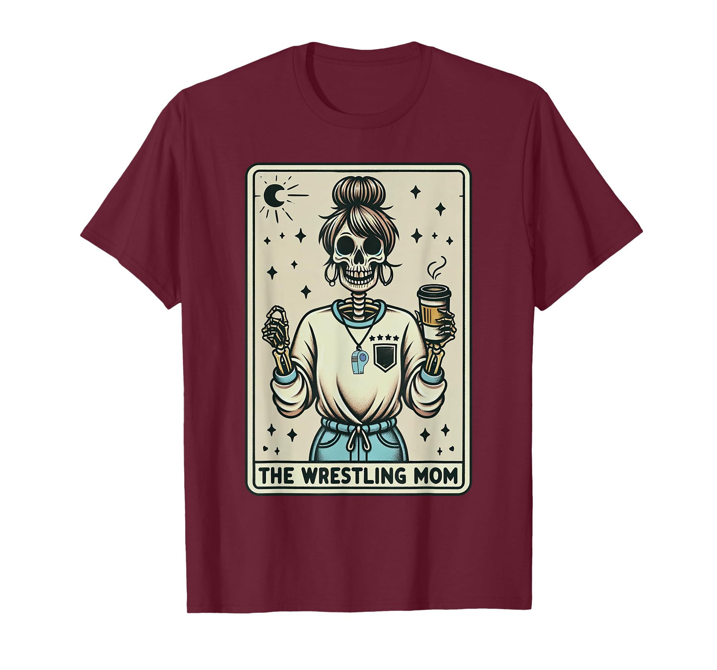 Wrestling Mom Skeleton Tarot Card Wrestling Mama Mothers Day T-Shirt