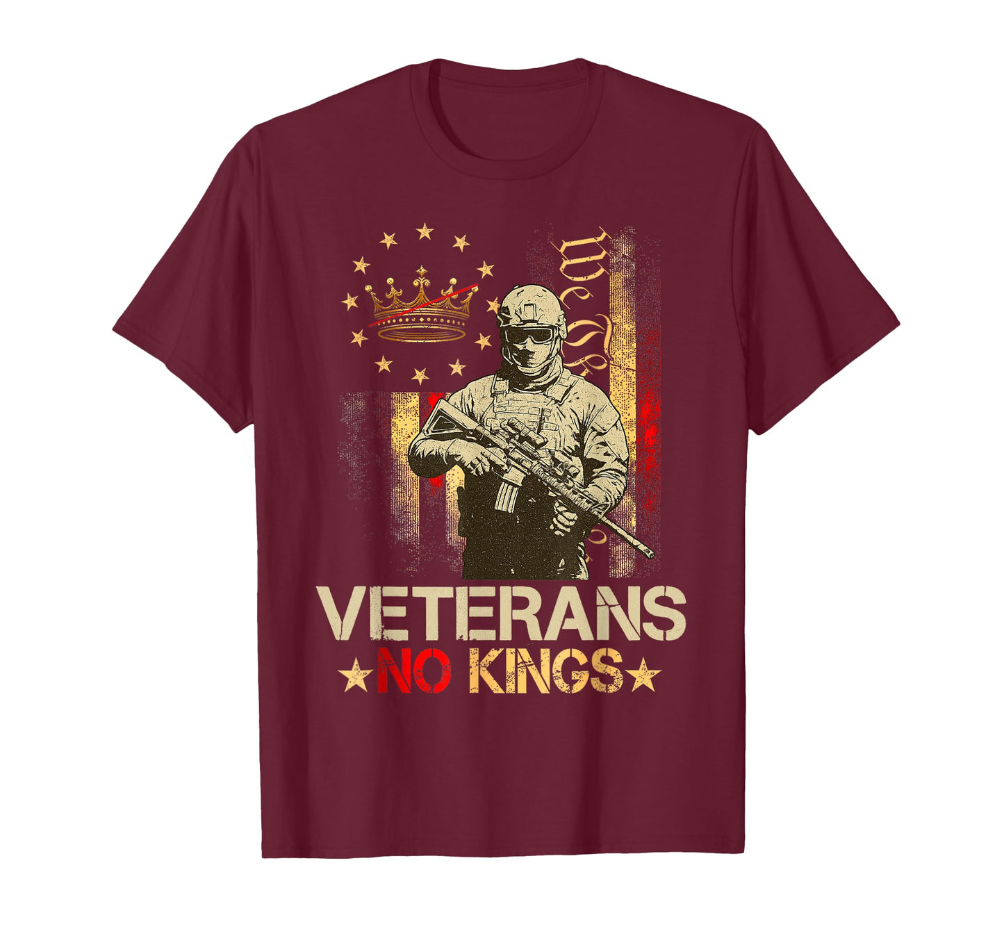 No Kings Veterans Shirts Men Patriotic America Flag No Kings T-Shirt