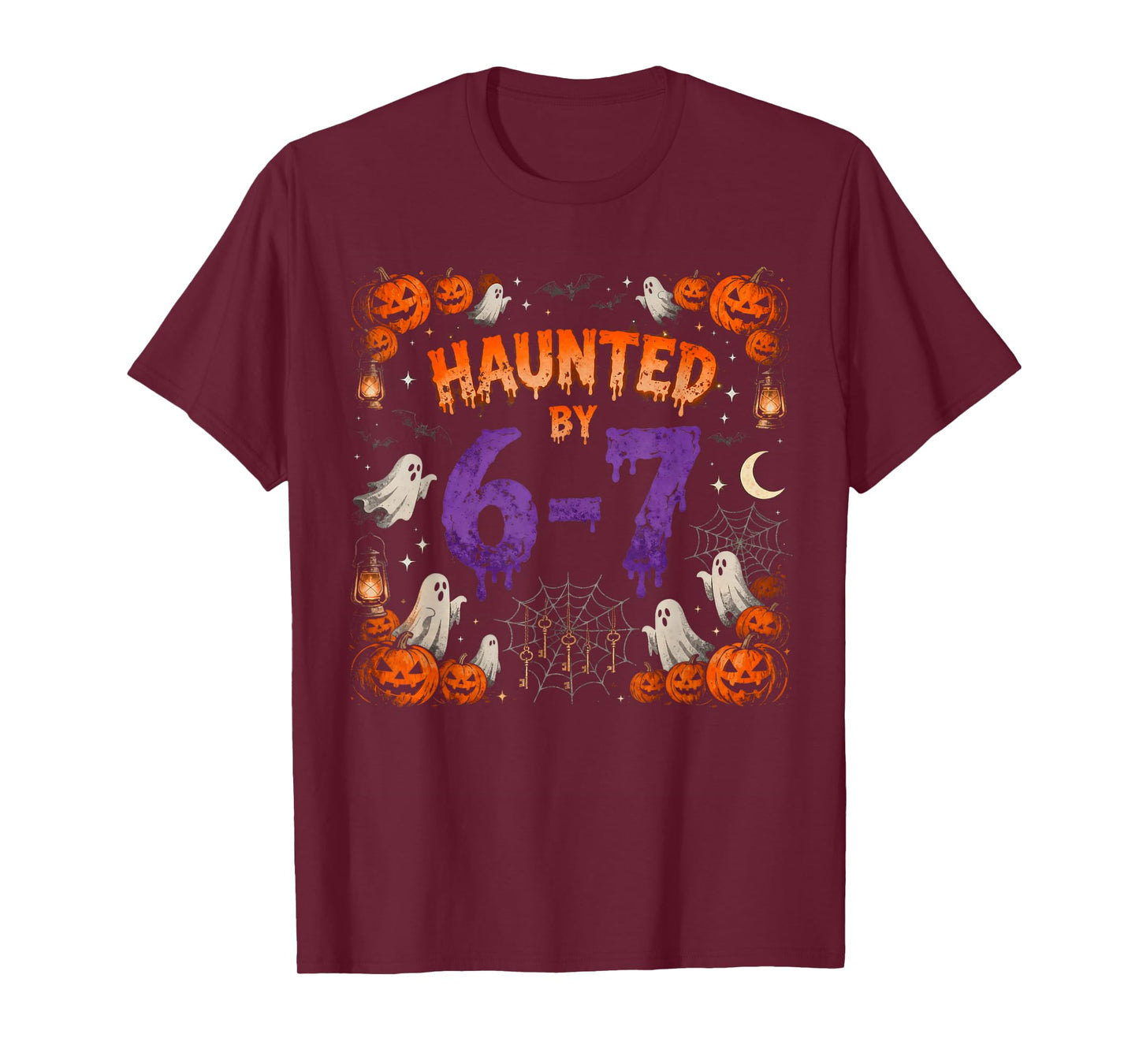 Funny Haunted by 67 Halloween Ghost Pumpkin Six Seven Meme T-Shirt