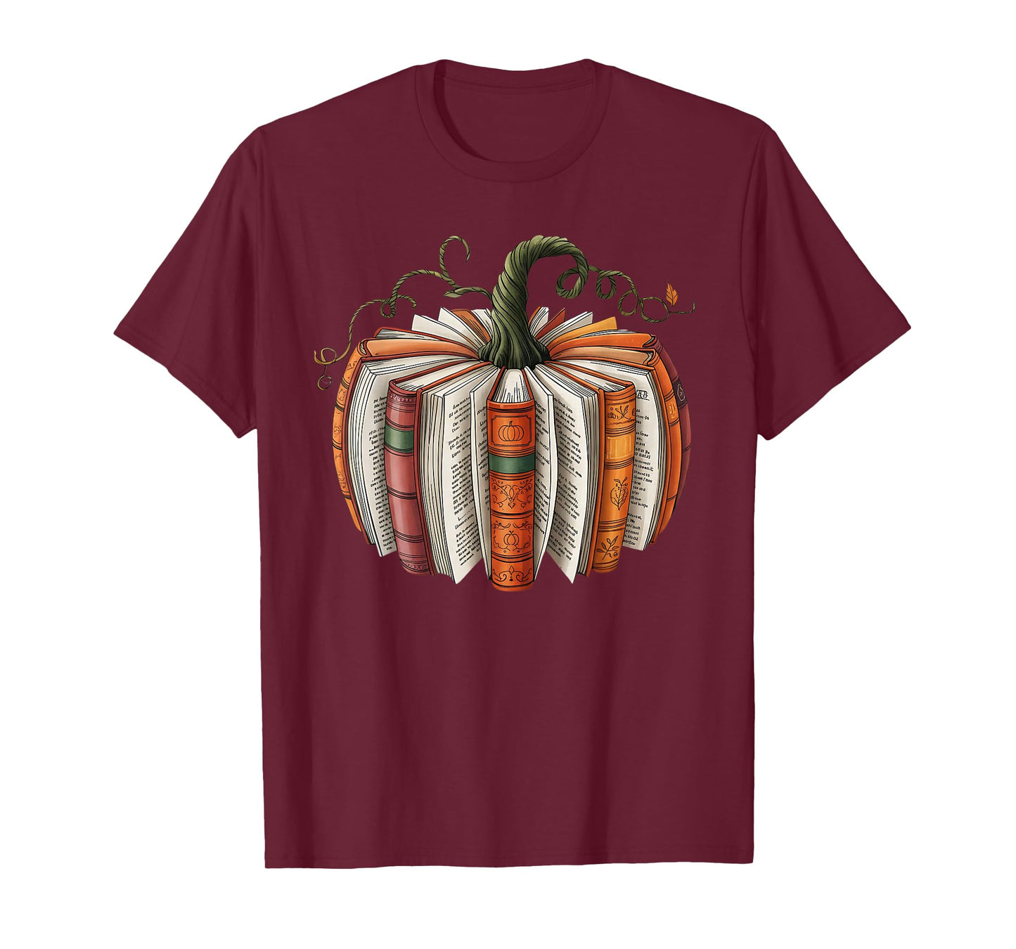 Vintage Book Pumpkin Autumn Fall Librarians Bookworm Teacher T-Shirt