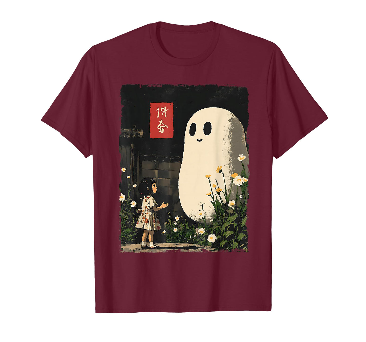 Vintage Japanese Anime Ghost Kawaii Halloween Graphic Tee T-Shirt
