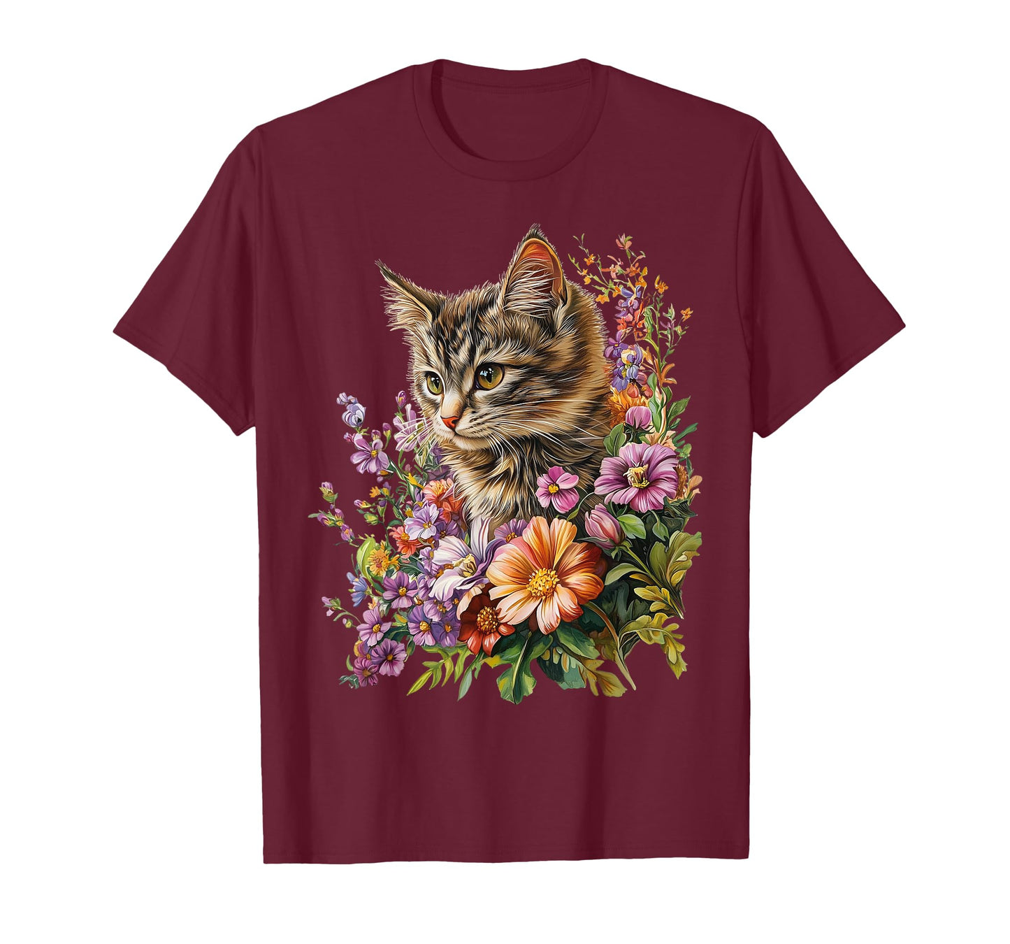 Cat Flower Floral Cute Kitten Graphic Men Women Kids T-Shirt