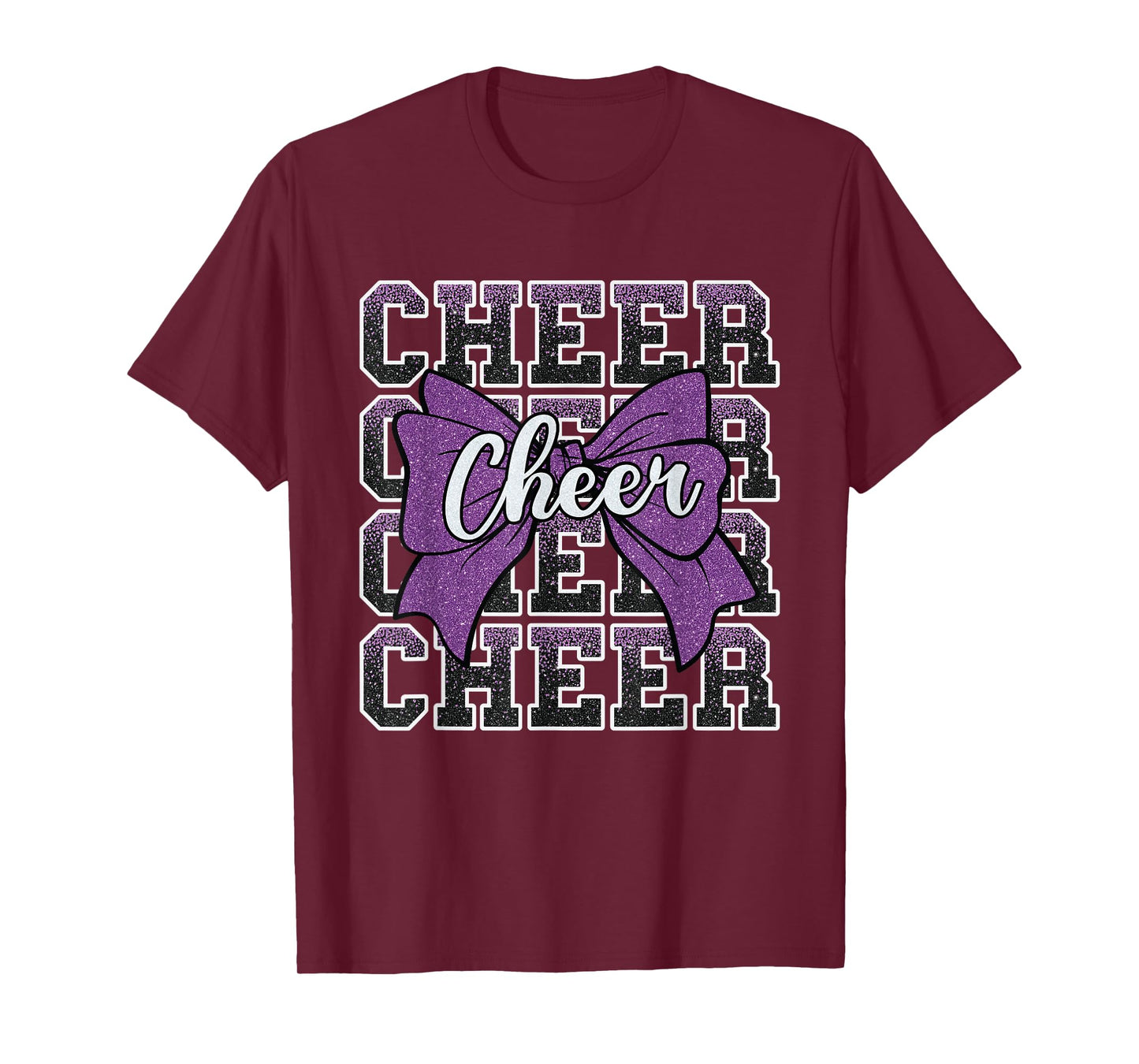 Coquette Cheer Bow Sport Cheerleader Cheerleading Purple T-Shirt