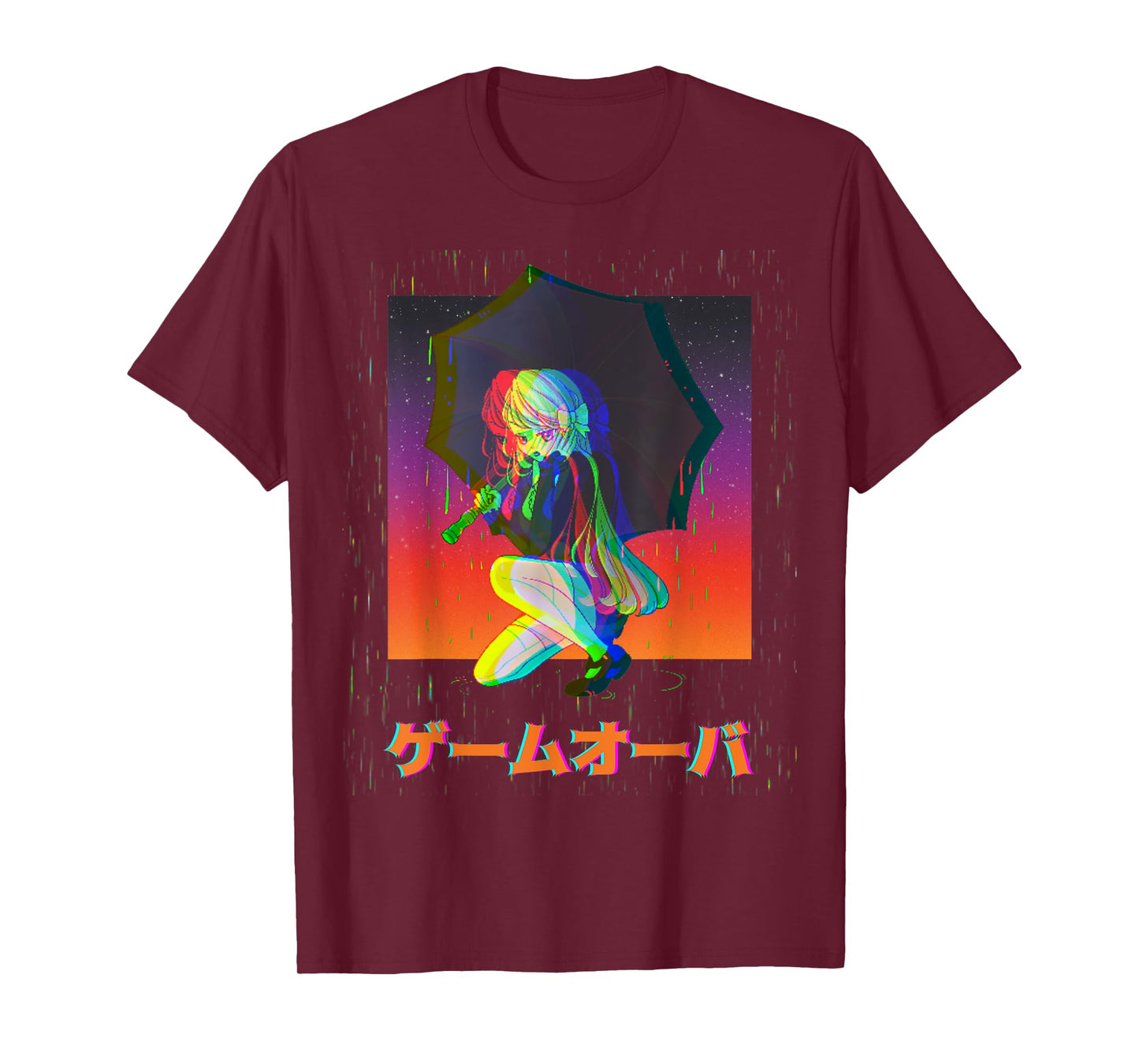 Sad Anime Girl Game Over Glitch Japanese Vaporwave T-Shirt
