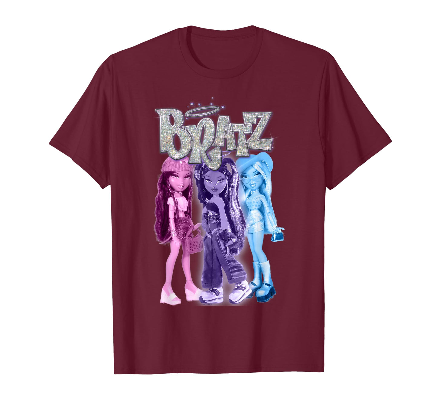 Bratz Pink Purple Blue Photo Group Doll Portrait Colored T-Shirt