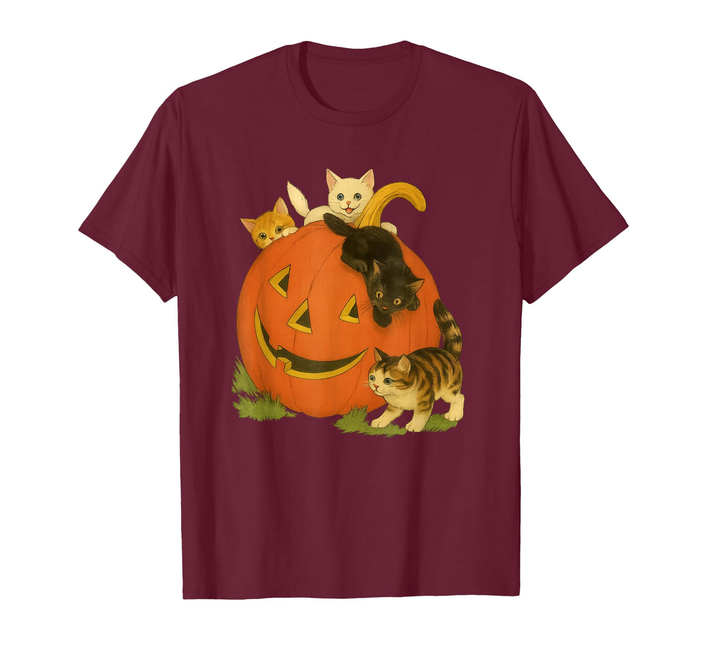 Pumpkin kittens halloween spooky kitten vibes art T-Shirt