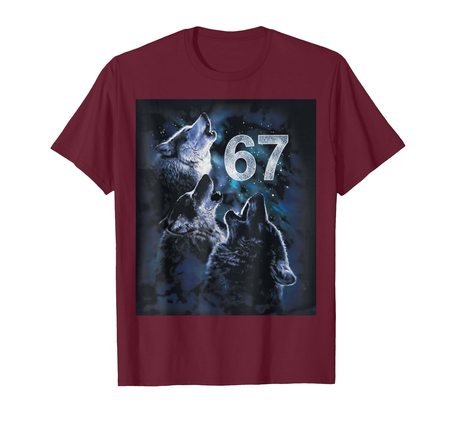 Wolf Howling at The Moon 67 T-Shirt 6 7 Halloween 67 Wolf 67 T-Shirt